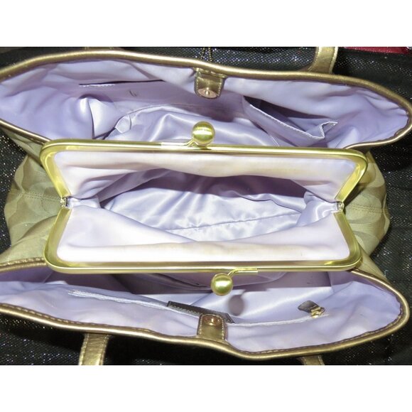 Coach 2011 Signature C Floral Applique Frame Kisslock Frame Bag Carryall Satchel - Picture 7 of 16